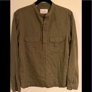 Sandro Paris Women's Pullover Button Panel Cargo Inspired Top